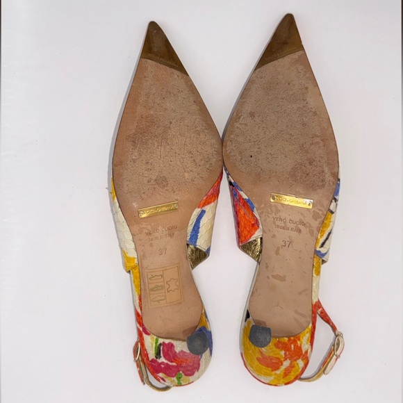 Dolce & Gabbana Snakeskin Multi Colored Slingback Heels - size 37 - Picture 10 of 11